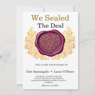 Invitation Nous Scellons l'Affaire Sceau de Cire Vintage Mari