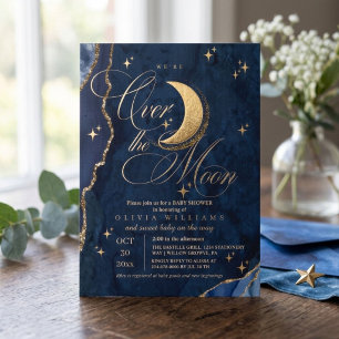 Invitation Nous sommes au-dessus de la lune Étoiles dorées Fê