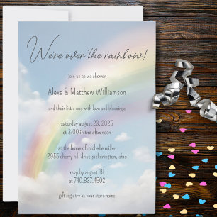 Invitation Nous sommes au-dessus du Baby shower Arc-en-ciel