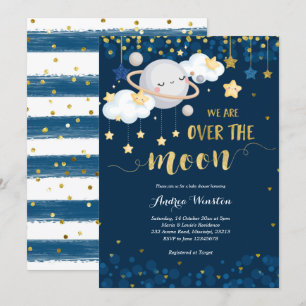 Invitation Nous sommes au-dessus du Baby shower bleu de la Lu