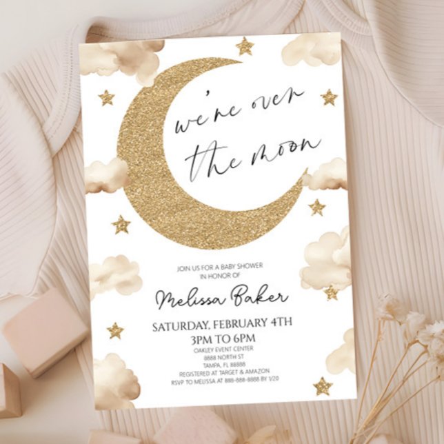 Invitation Nous sommes au-dessus du Baby shower céleste Moon  (Créateur téléchargé)