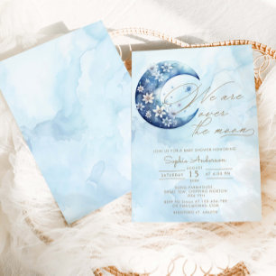 Invitation Nous Sommes Au-Dessus Du Baby shower Moon Boy