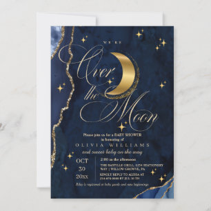 Invitation Nous sommes au septième ciel Étoiles dorées Fête p