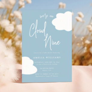 Invitation Nous sommes dans le nuage neuf Baby shower neutre 
