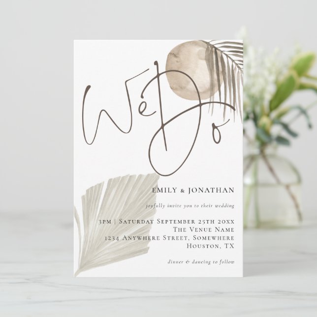 Invitation Nous Sommes De Script Boho Pampas Mariage Grass (Debout devant)