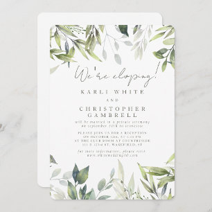 Invitation Nous sommes Eloping Silver Greenery Réception d'au