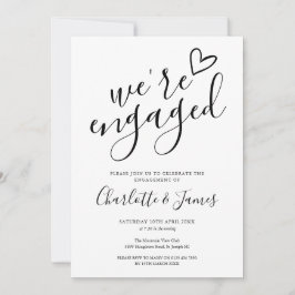 Invitation Nous sommes Engaged Engagement Party Noir et Blanc