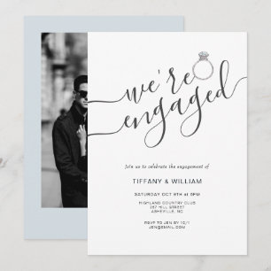 Invitation Nous sommes engagés avec les couples photo fiançai