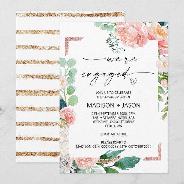 Invitation Nous sommes engagés Parti Engagement Pink Floral (Devant / Derrière)