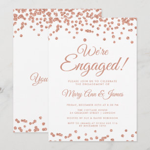 Invitation Nous sommes engagés ! Rose Gold Parties scintillan