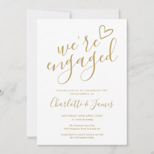 Invitation Nous sommes fiancés Fête de fiançailles Chic Or