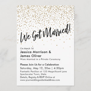 Invitation Nous sommes mariés ! Confettis Pailletés Faux Or