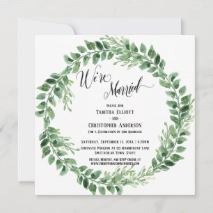 Invitation Nous sommes mariés Couronne de fleurs vertes Récep