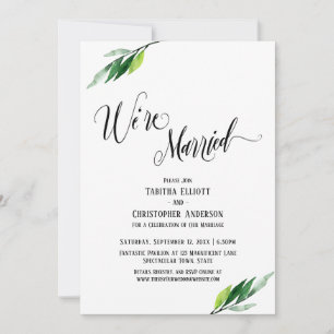 Invitation Nous sommes mariés - Écriture florissante et verdu