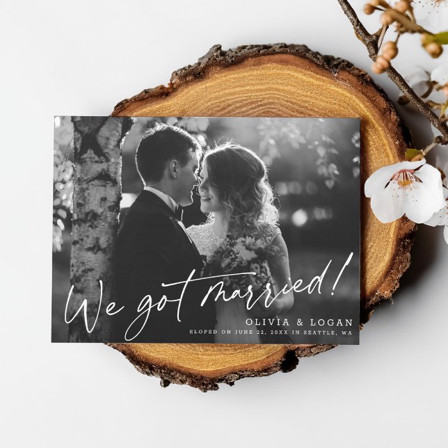 Invitation Nous sommes mariés ! Écriture Photo de mariage en  (Créateur téléchargé)