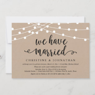 Invitation Nous sommes mariés, Mariage Elopement Party Invita