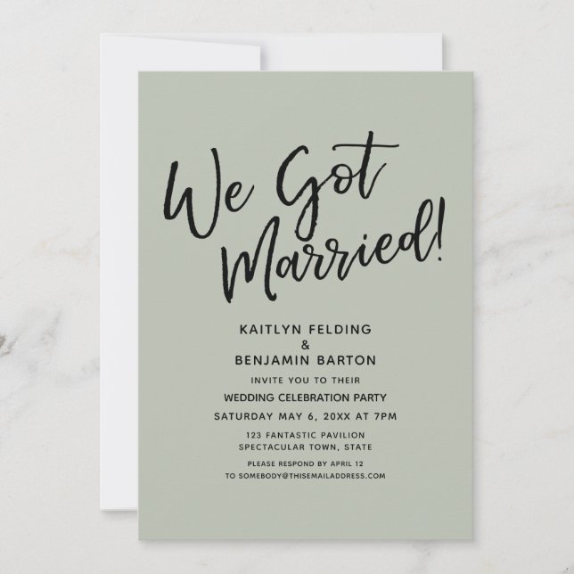 Invitation Nous sommes mariés ! Réception décontractée vert s (Devant)