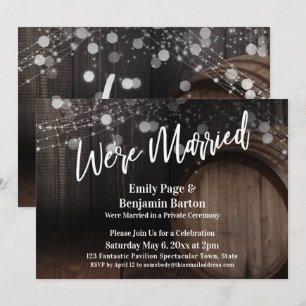 Invitation Nous sommes mariés Rustic Wood Barrel and Lights