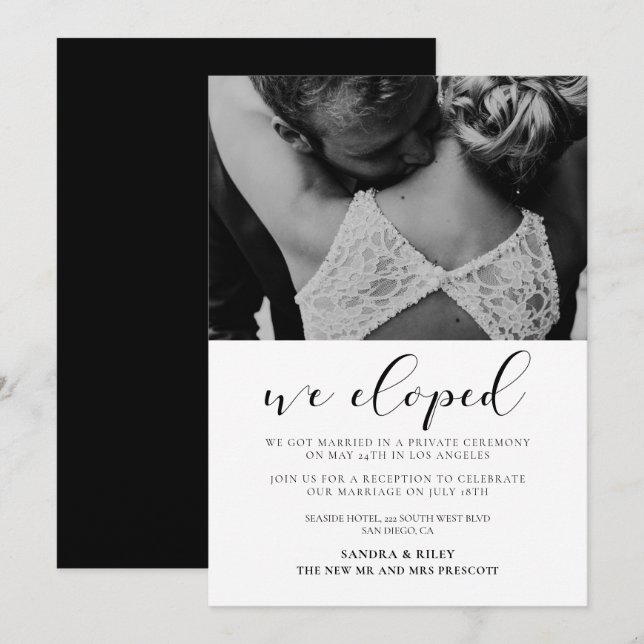 Invitation Nous sommes partis en amoureux Design élégant pour (Devant / Derrière)