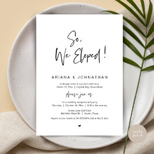 Invitation Nous sommes partis en cachette, noir, Mariage en f