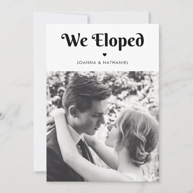 Invitation Nous sommes partis en elopement Typographie rétro  (Devant)