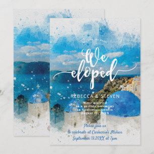 Invitation nous sommes partis en voyage à santorin grèce mari