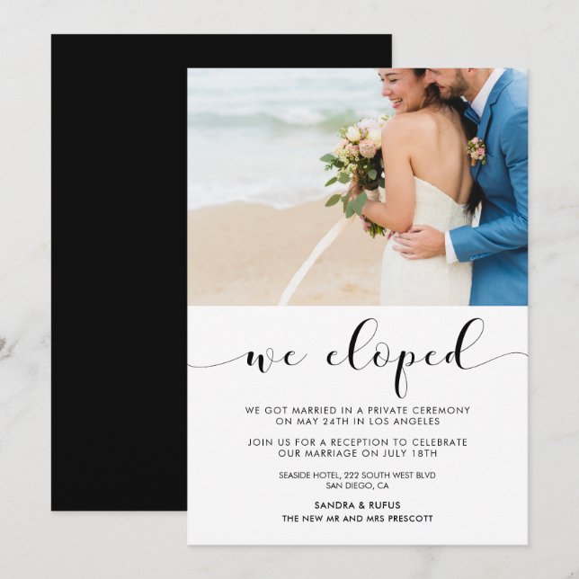 Invitation Nous sommes partis en voyage de noces Annonce élég (Devant / Derrière)