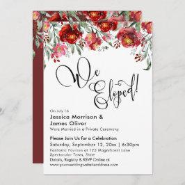 Invitation Nous sommes partis en voyage typographie fleurs ro