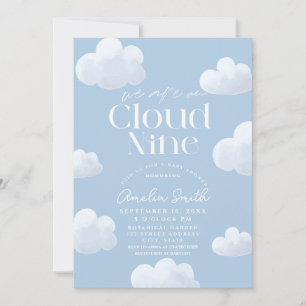 Invitation Nous sommes sur Cloud Nine Baby shower Blue Cloud