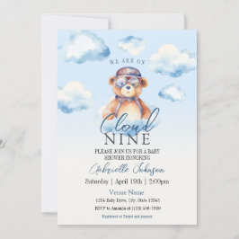 Invitation Nous sommes sur Cloud Nine Vintage Boy Bear Baby s