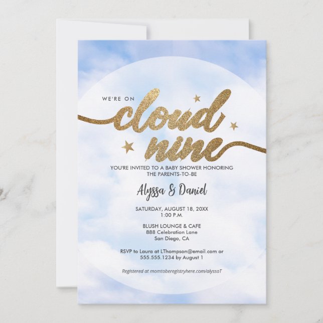 Invitation Nous sommes sur le Baby shower Cloud 9 Couple (Devant)