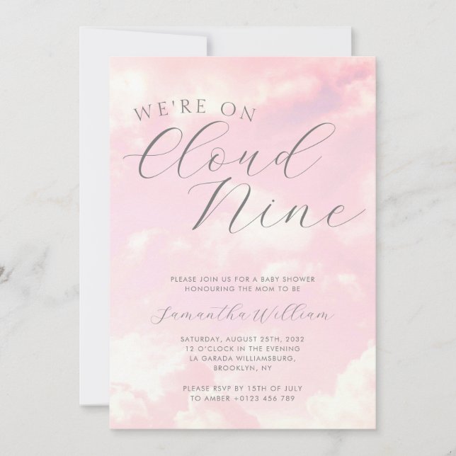 Invitation Nous Sommes Sur Le Baby shower Nuage Neuf Nuages R (Devant)