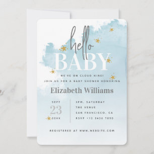 Invitation Nous sommes sur un nuage Baby Shower