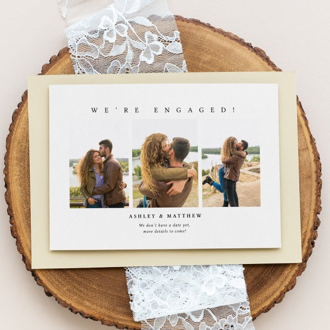 Invitation Nous sommes une annonce de fiançailles photo minim (Créateur téléchargé)