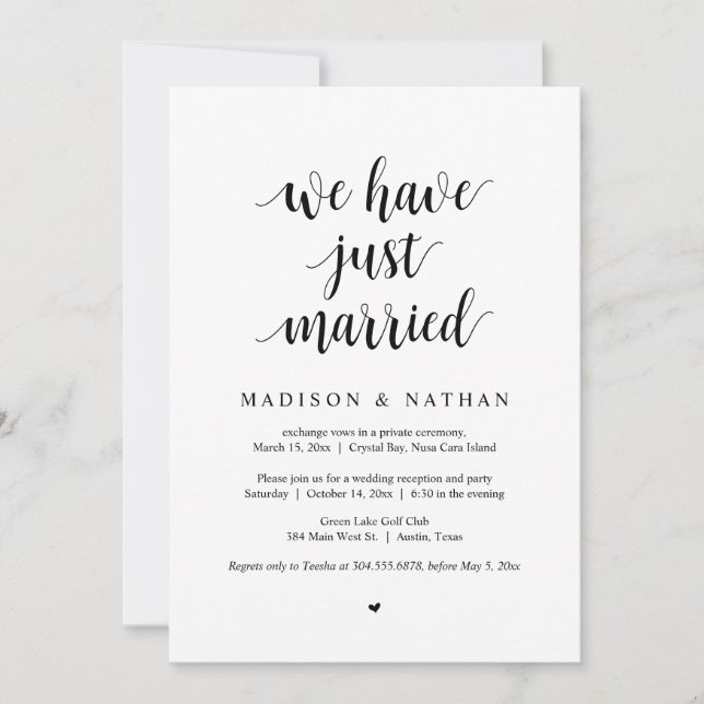 Invitation Nous venons de nous marier, Fête de Mariage en Cat (Devant)