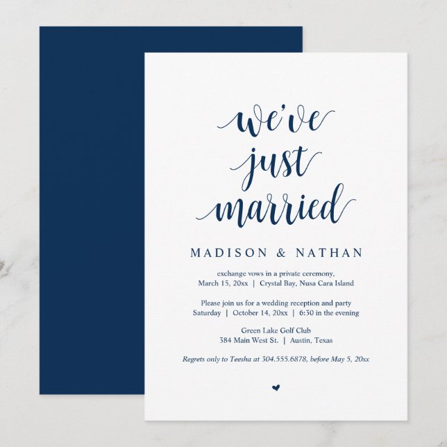 Invitation Nous venons de nous marier, Fête de Mariage en Fug (Devant / Derrière)
