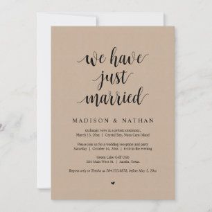 Invitation Nous venons de nous marier, Mariage Elopement Part