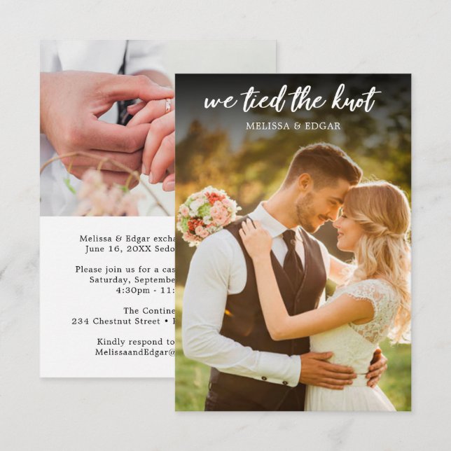 Invitation nous venons de nous marier photo de mariage blanc (Devant / Derrière)