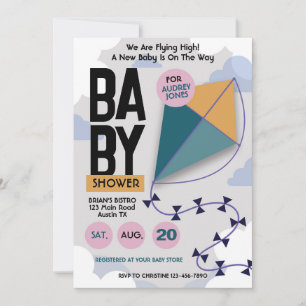 Invitation Nous Volons Un Baby shower De Cerfs-volants Très M