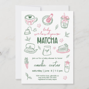 Invitation Nous vous aimons tellement Matcha Baby Shower Thé 