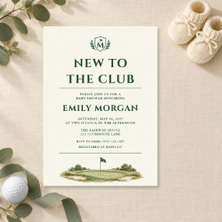 Invitation Nouveau à Club de Golf Baby Shower Prépa