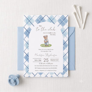 Invitation Nouveau Au Club Ours de golf Fête Prénatale Bleu B