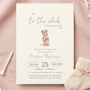 Invitation Nouveau au Club  Ours de golf vert Baby Shower 