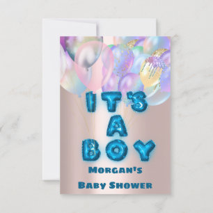 Invitation Nouveau Baby Shower C'est un garçon Rose Ballons d