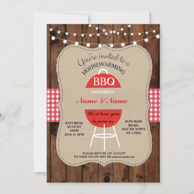 Invitation Nouveau barbecue Maison sucrée Réchauffement du bo (Devant)