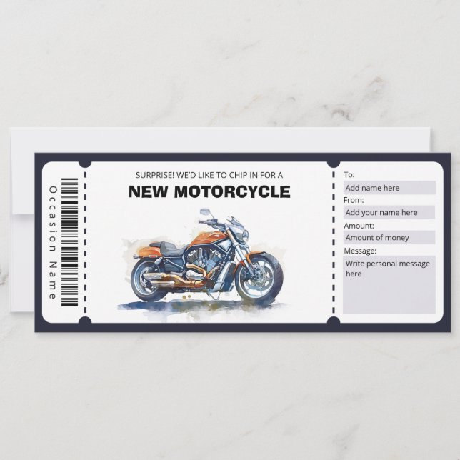 Invitation Nouveau bon cadeau de moto modifiable (Devant)