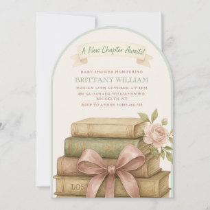 Invitation Nouveau Chapitre Attend Les Livres Baby shower Arc