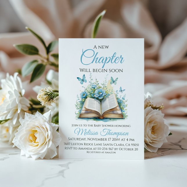 Invitation Nouveau chapitre Blue Boy Brunch Baby shower de li (Créateur téléchargé)
