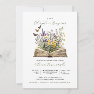 Invitation Nouveau chapitre commence Baby shower Fleur sauvag