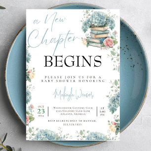 Invitation Nouveau chapitre commence Baby shower livre d'hist